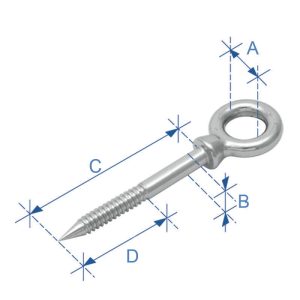 Gözlü Ağaç Vidası, Inox 316, 6x40Mm